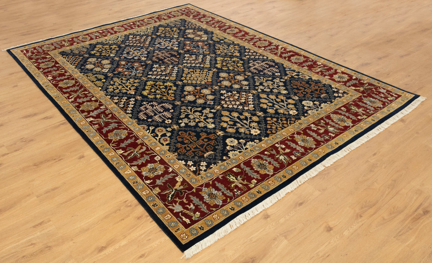 8x10 Aalam Blue Rust Hand knotted Wool Modern Tribal Classic Rug | Shritija Rugs | Order Rug Online